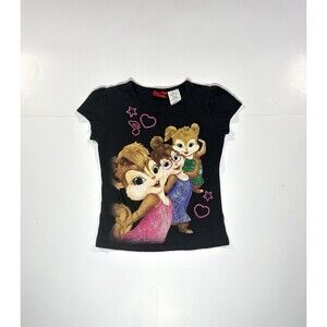 Y2K Alvin & the Chipmunks The Chipettes Kids Girls Shirt Black 7/8 Vintage Rare